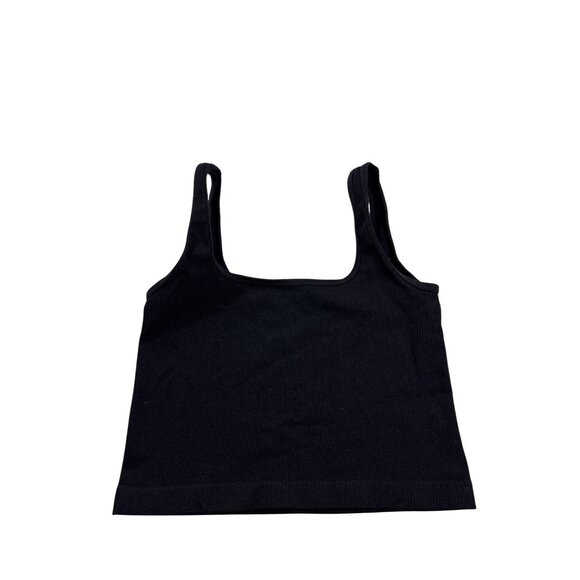 OQQ Black Ribbed Stretch Cropped Tank Top Size M - Picture 1 of 3